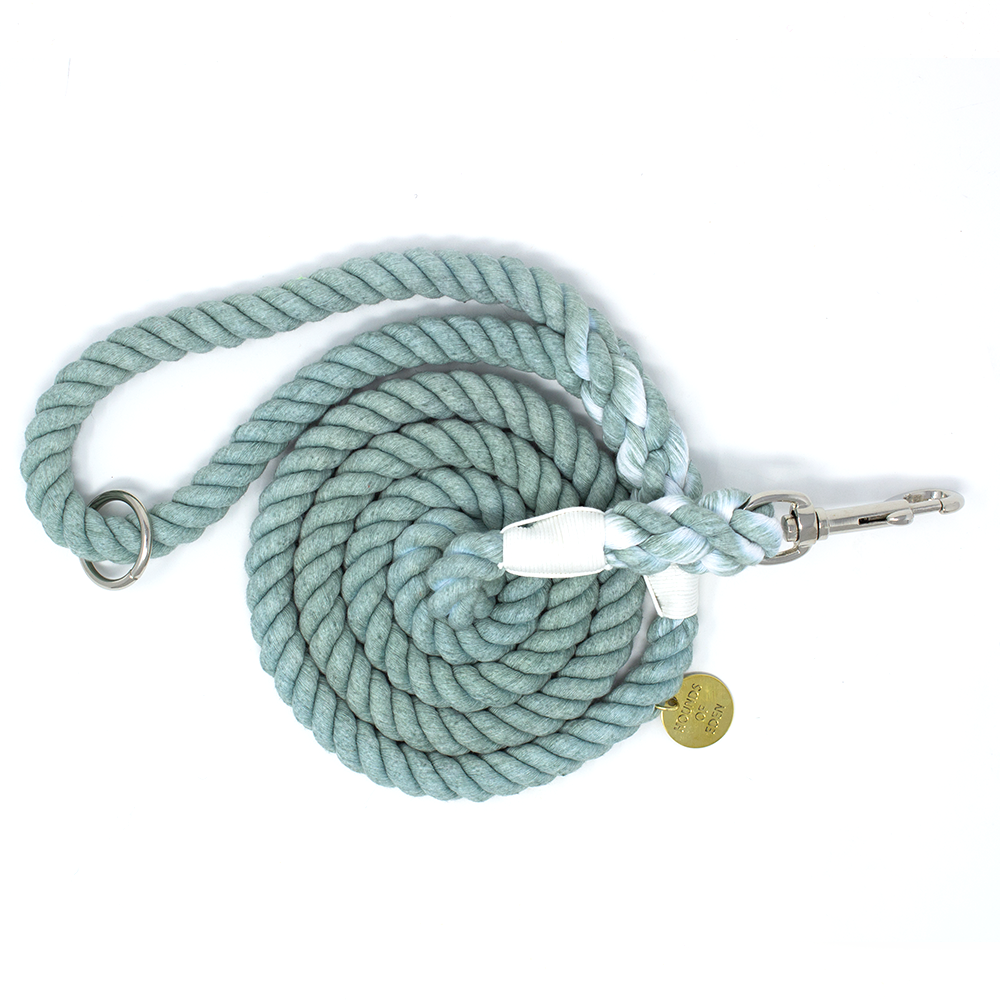 Sage Mist Cotton Rope Lead - Silver Hardware